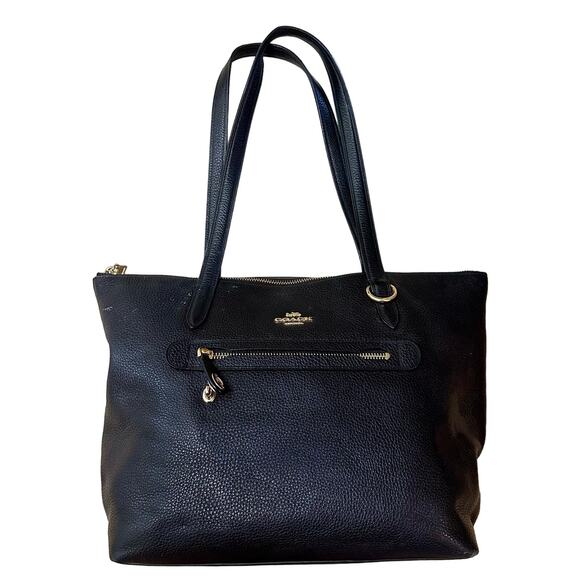 Coach Handbags - Coach Taylor Style 38312 Black Pebbled Leather Tote with Turnlock Front Pocket